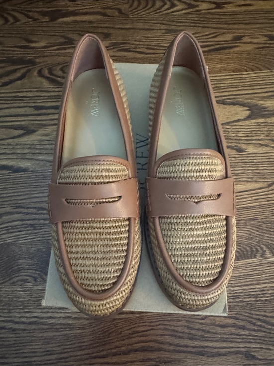 J. Crew Shoes - J. Crew Cedarwood Raffia woven penny loafers. Size 9.